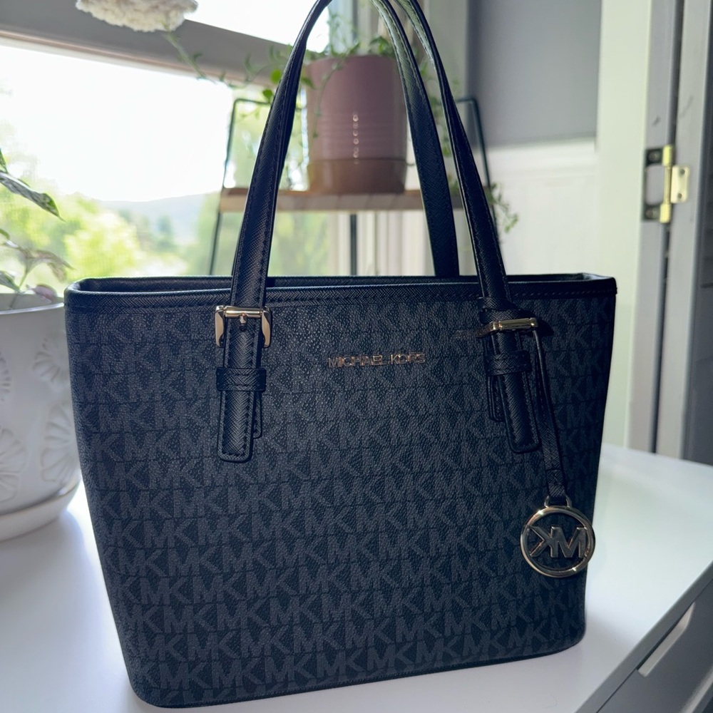 Michael Kors Black Leather Trim Tote Bag